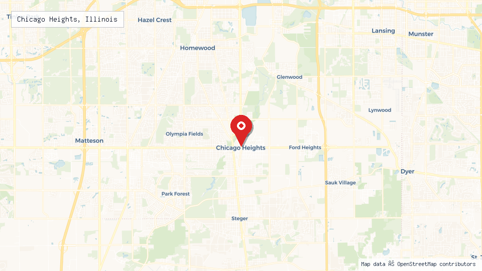 Street map of Chicago Heights, Illinois with location pin