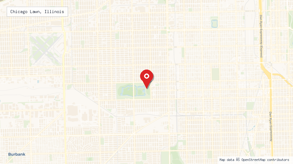 Street map of Chicago Lawn, Illinois with location pin
