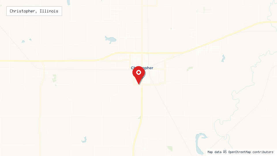 Street map of Christopher, Illinois with location pin