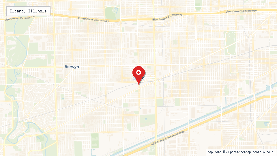 Street map of Cicero, Illinois with location pin