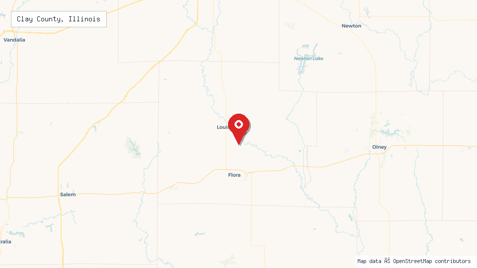 Street map of Clay County, Illinois with location pin