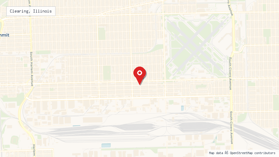 Street map of Clearing, Illinois with location pin