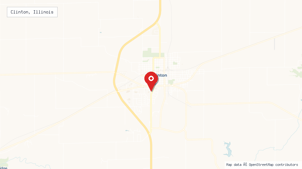 Street map of Clinton, Illinois with location pin