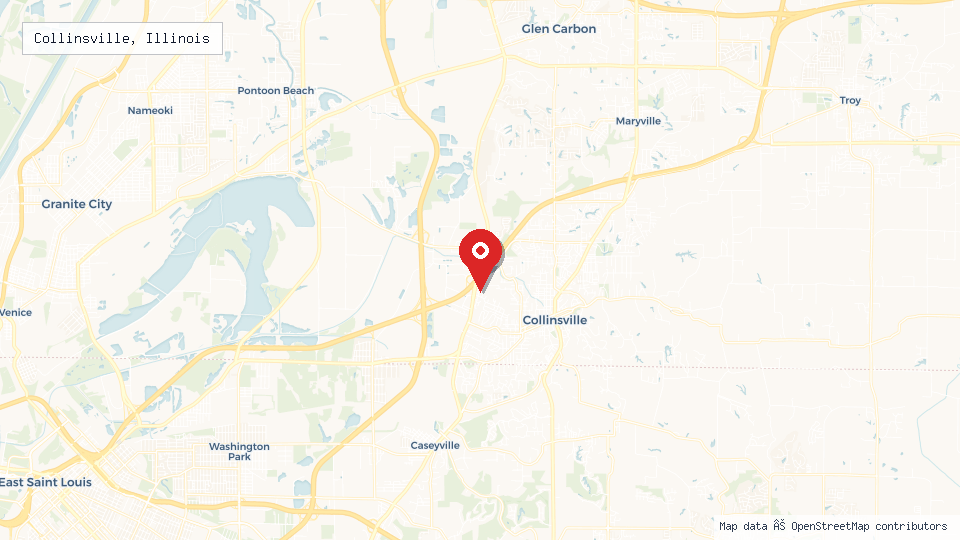 Street map of Collinsville, Illinois with location pin