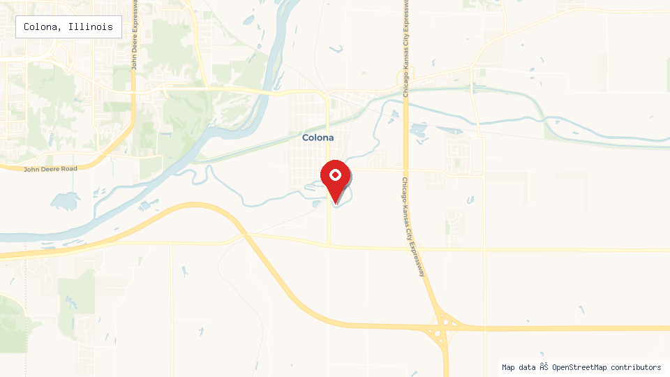 Street map of Colona, Illinois with location pin