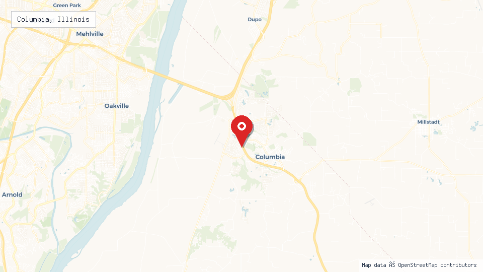 Street map of Columbia, Illinois with location pin