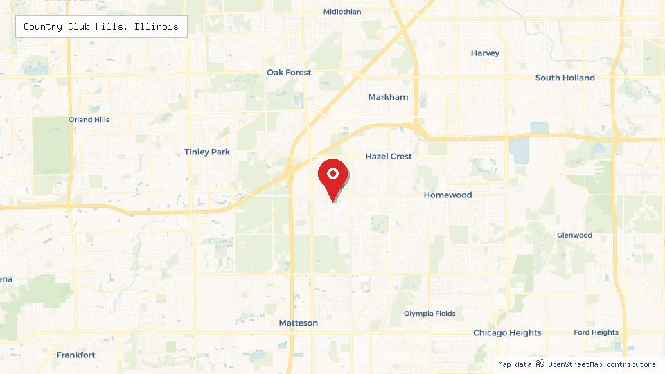 Street map of Country Club Hills, Illinois with location pin
