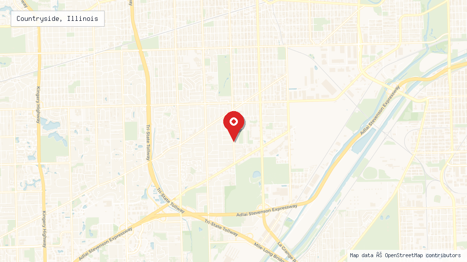 Street map of Countryside, Illinois with location pin