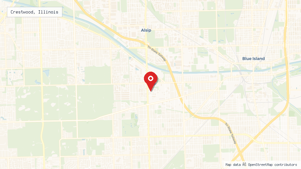 Street map of Crestwood, Illinois with location pin