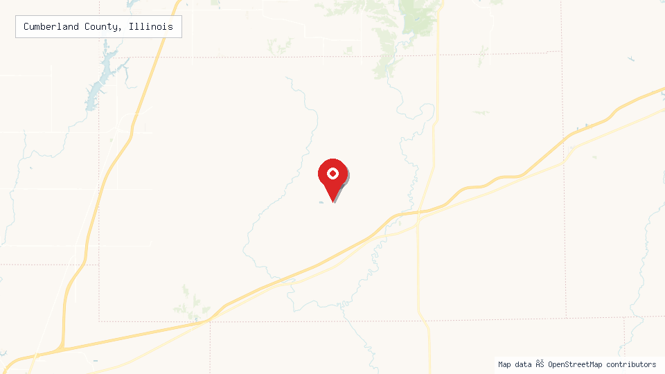 Street map of Cumberland County, Illinois with location pin