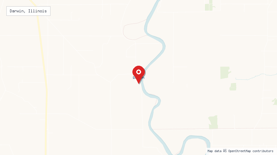 Street map of Darwin, Illinois with location pin