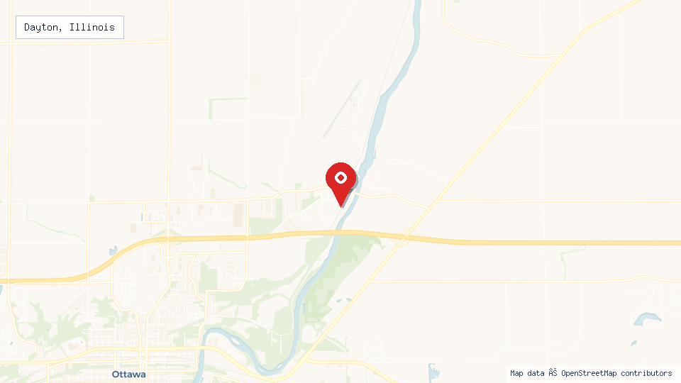 Street map of Dayton, Illinois with location pin