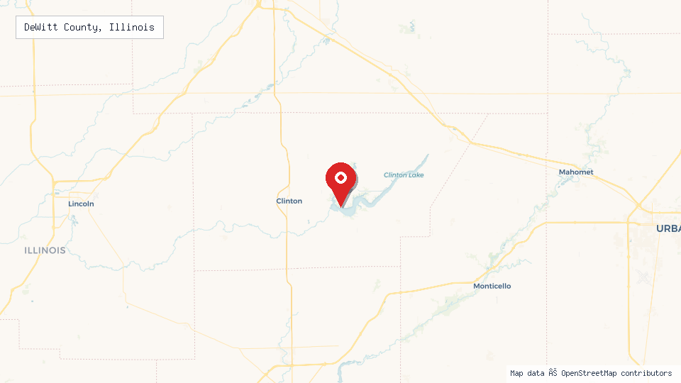 Street map of DeWitt County, Illinois with location pin