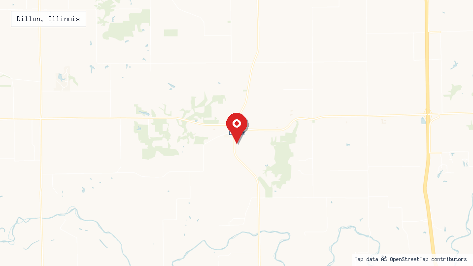 Street map of Dillon, Illinois with location pin
