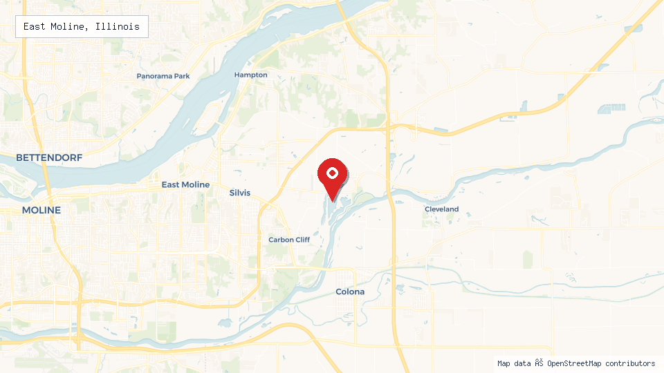 Street map of East Moline, Illinois with location pin