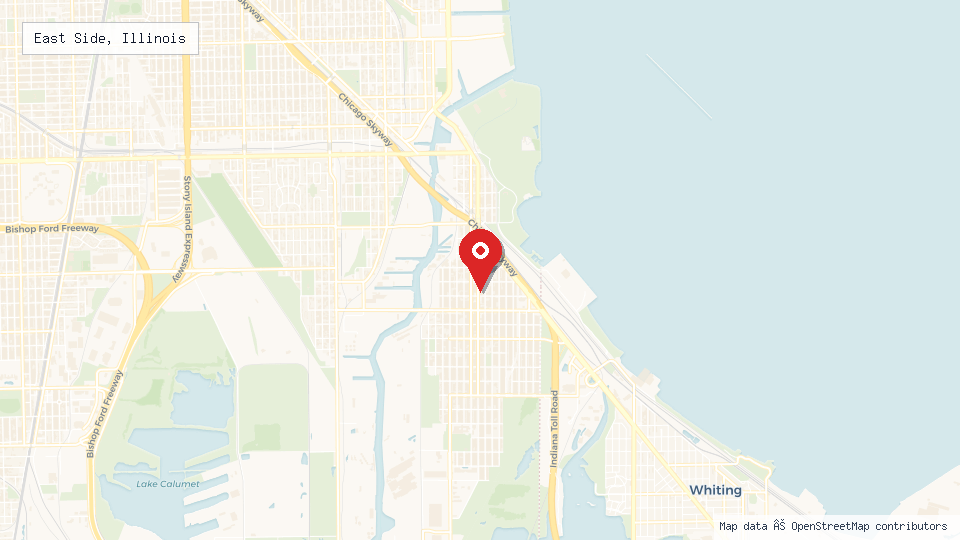 Street map of East Side, Illinois with location pin