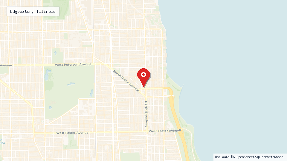 Street map of Edgewater, Illinois with location pin