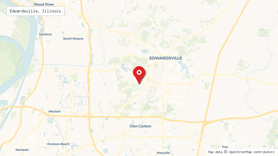 Street map of Edwardsville, Illinois with location pin