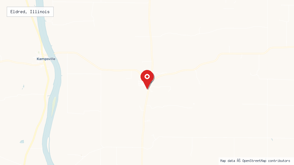 Street map of Eldred, Illinois with location pin