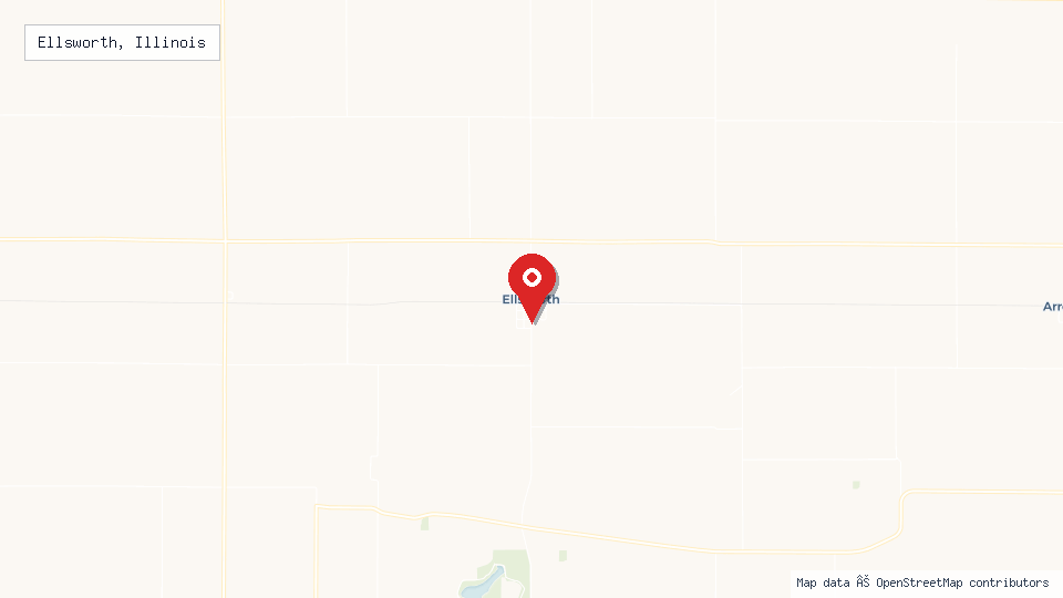 Street map of Ellsworth, Illinois with location pin