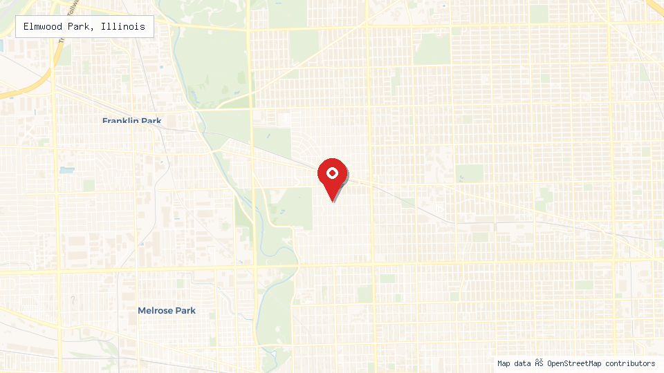 Street map of Elmwood Park, Illinois with location pin