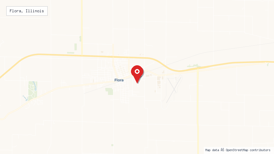 Street map of Flora, Illinois with location pin