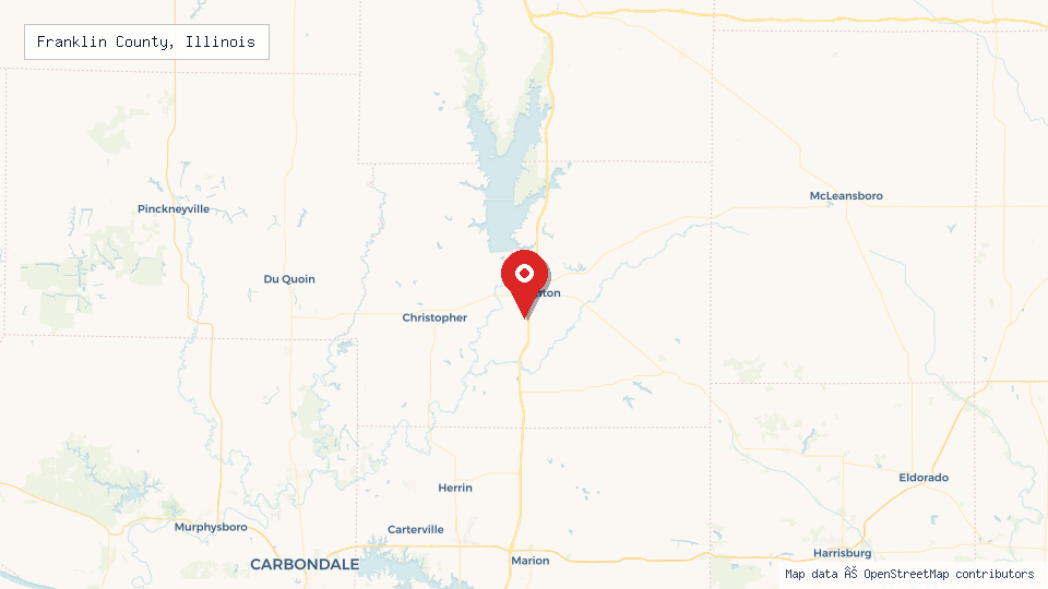 Street map of Franklin County, Illinois with location pin