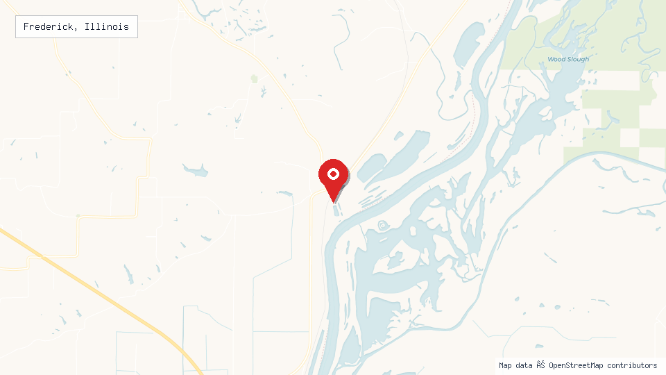 Street map of Frederick, Illinois with location pin