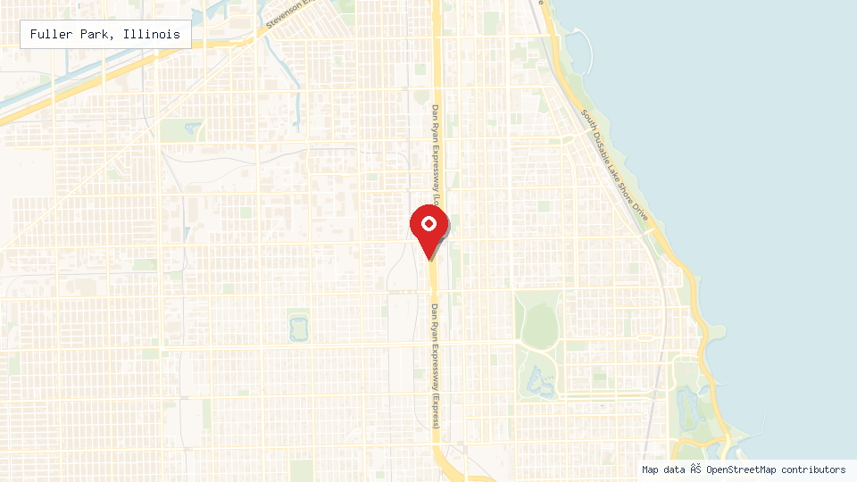 Street map of Fuller Park, Illinois with location pin