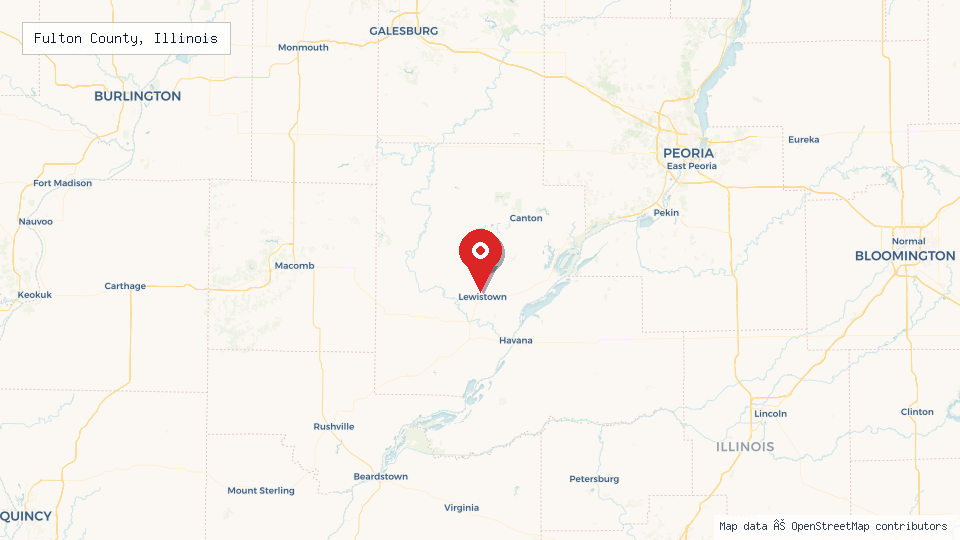 Street map of Fulton County, Illinois with location pin