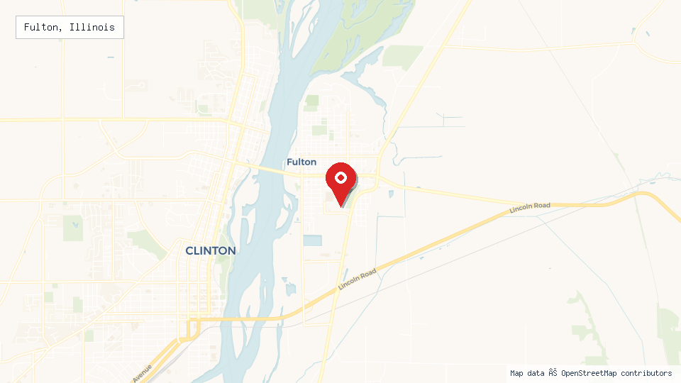 Street map of Fulton, Illinois with location pin