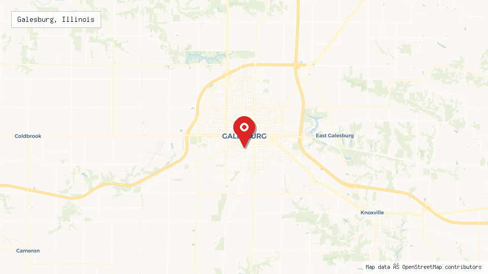 Street map of Galesburg, Illinois with location pin