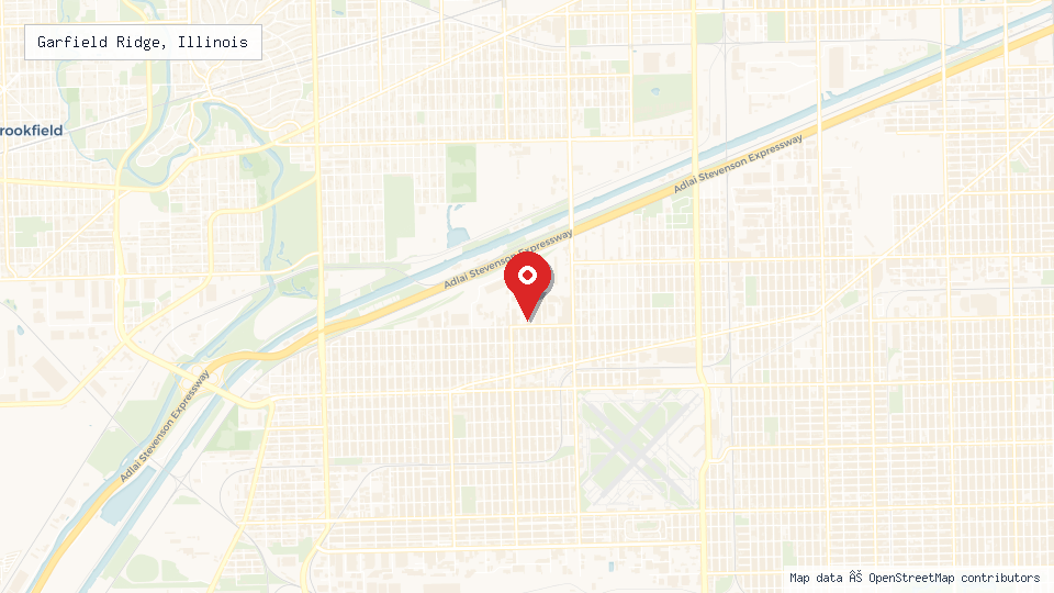 Street map of Garfield Ridge, Illinois with location pin