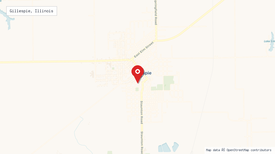 Street map of Gillespie, Illinois with location pin