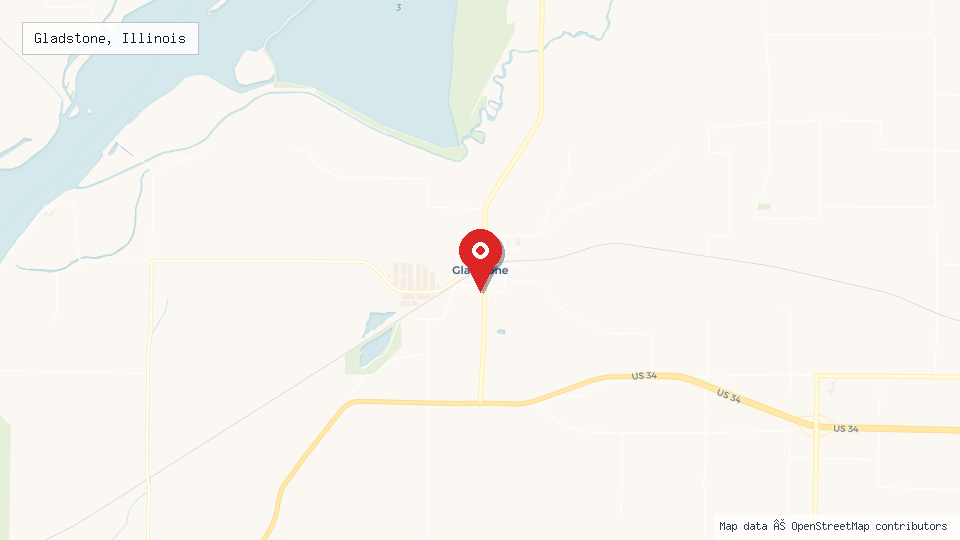 Street map of Gladstone, Illinois with location pin