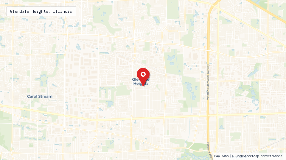 Street map of Glendale Heights, Illinois with location pin