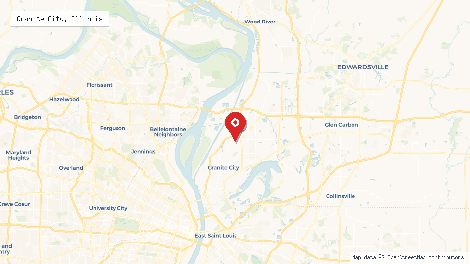 Street map of Granite City, Illinois with location pin