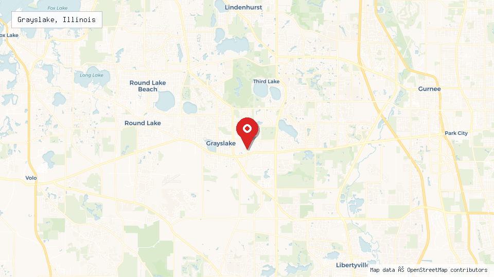 Street map of Grayslake, Illinois with location pin
