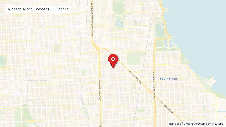 Street map of Greater Grand Crossing, Illinois with location pin