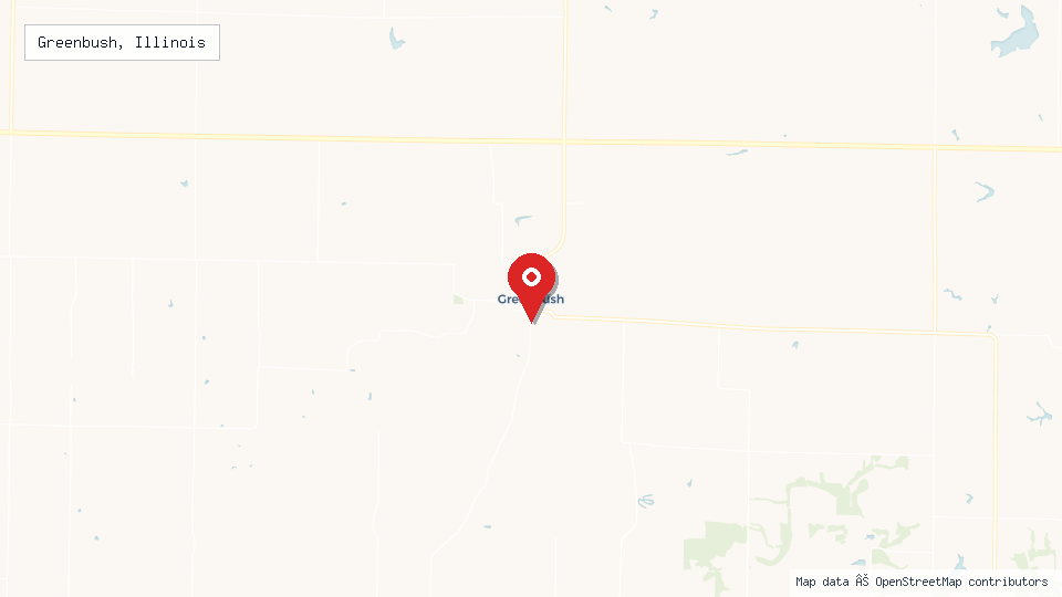 Street map of Greenbush, Illinois with location pin