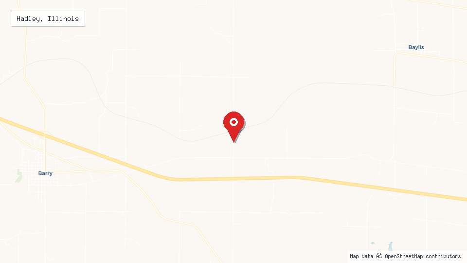 Street map of Hadley, Illinois with location pin