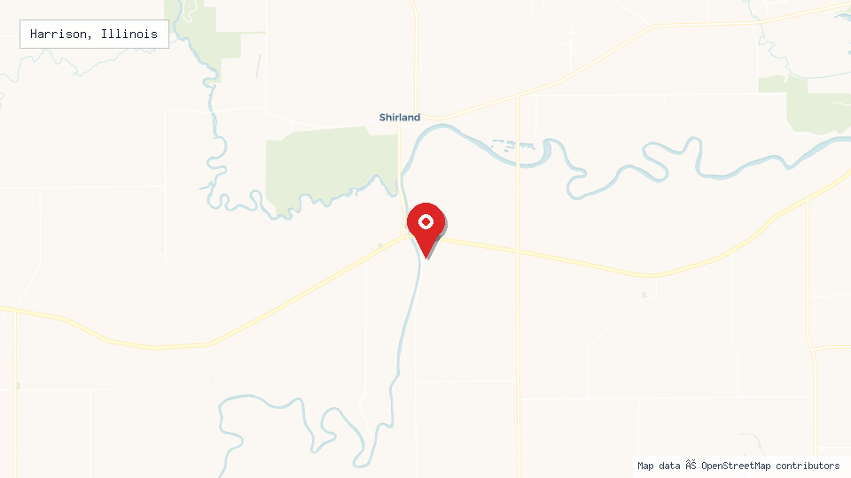 Street map of Harrison, Illinois with location pin