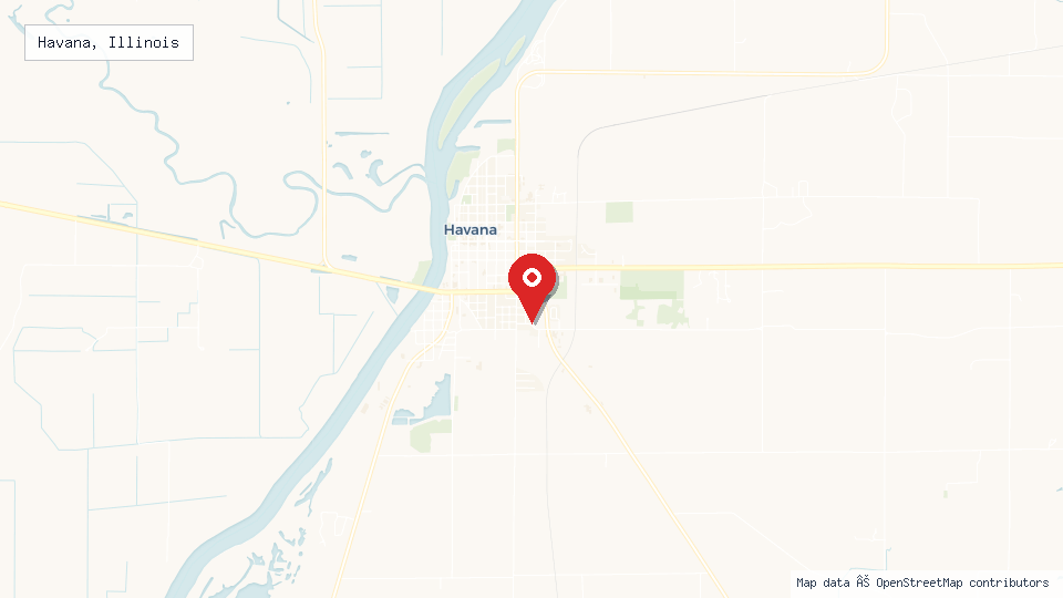 Street map of Havana, Illinois with location pin