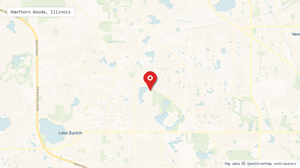 Street map of Hawthorn Woods, Illinois with location pin