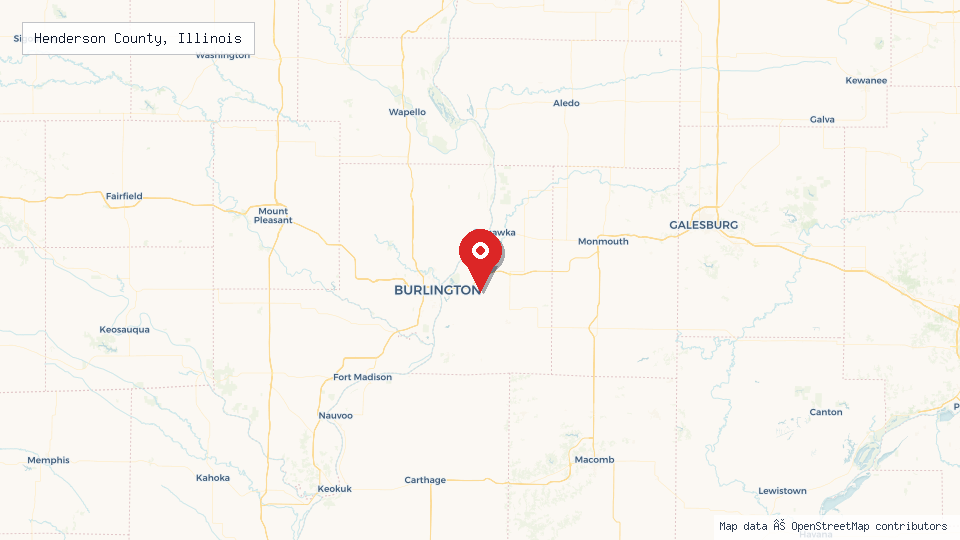 Street map of Henderson County, Illinois with location pin