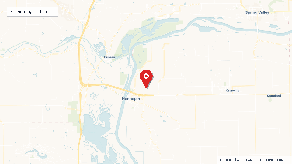 Street map of Hennepin, Illinois with location pin
