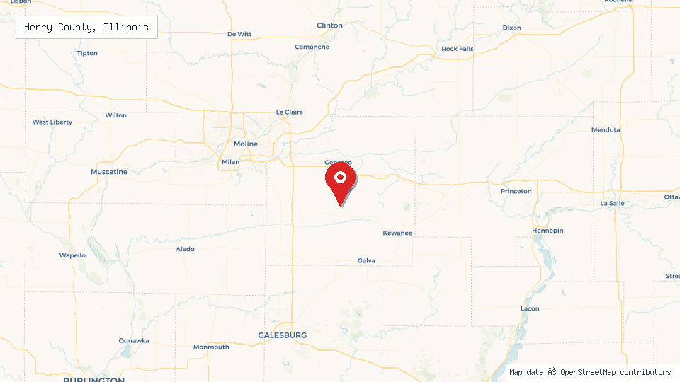 Street map of Henry County, Illinois with location pin