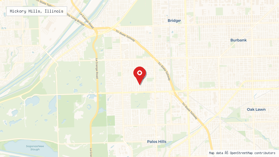 Street map of Hickory Hills, Illinois with location pin