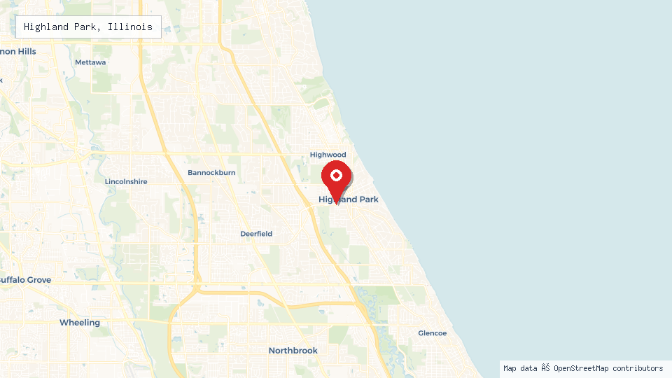 Street map of Highland Park, Illinois with location pin