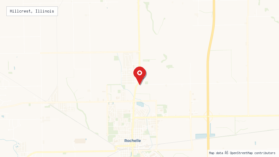 Street map of Hillcrest, Illinois with location pin